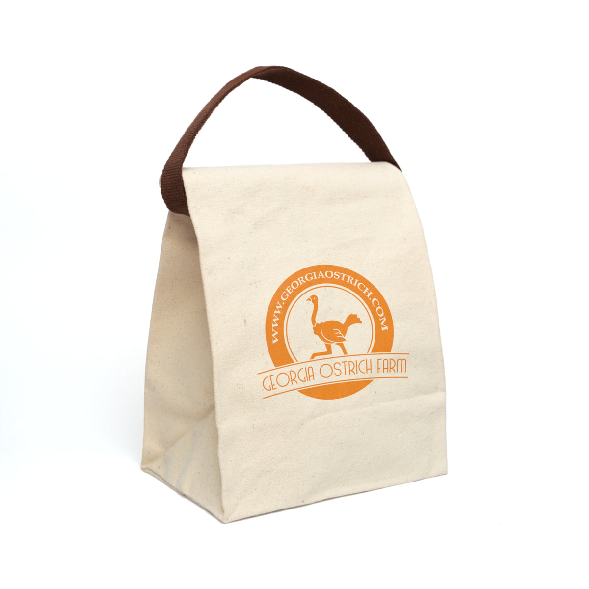 Canvas Lunch Bag — Georgia Ostrich Farm Logo Insulated Lunch Tote with Strap