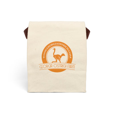 Canvas Lunch Bag — Georgia Ostrich Farm Logo Insulated Lunch Tote with Strap