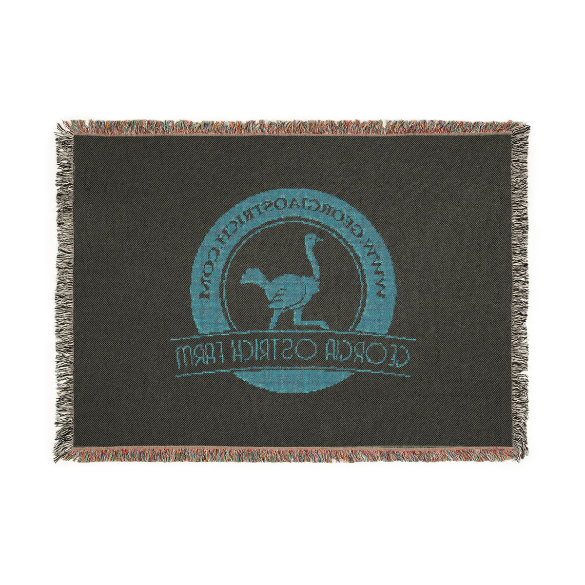 Georgia Ostrich Farm Logo Woven Throw Blanket