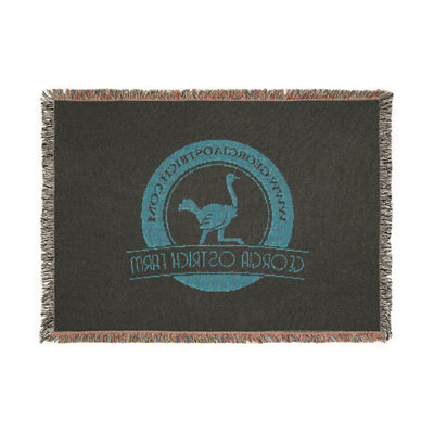 Georgia Ostrich Farm Logo Woven Throw Blanket