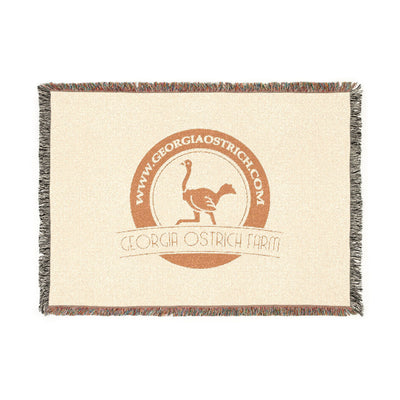 Georgia Ostrich Farm Logo Woven Throw Blanket